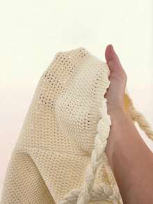 Amplova Đầm ngắn dệt kim dành cho nữ, gợi cảm và phá cách, thích hợp cho kỳ nghỉ, đầm len dễ thương với chi tiết dây thừng. - Màu be - Xem 10