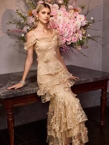 MOTF Soiréza VESTIDO DE MUJER CON BORDADOS Y APLICACIONES - Caqui - Ver 6