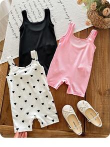 SHEIN LMoss Kids Bộ 3 bộ đồ liền thân không tay chấm bi dệt kim dễ thương cho bé gái - Nhiều màu - Xem 2