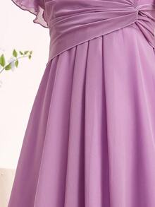 Đầm dài không tay cổ chữ V thanh lịch cho bé gái, chất liệu chiffon, vạt bất đối xứng, màu xanh dương. - Màu tím - Xem 5