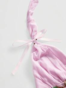 ROMWE Fairycore 女士复古浪漫音乐节露背蝴蝶装饰吊带背心 - 粉色 - 查看 3