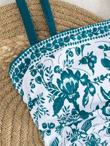 Swim Lushoire Áo bikini hai dây thanh lịch dành cho nữ, có họa tiết in, phong cách Bohemian, thích hợp cho kỳ nghỉ hè trên bãi biển. - Màu xanh ngọc - Xem 6