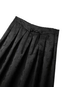 SHEIN Clasi 新款中国风优雅高端A字大码半身裙，秋季款 - 黑色 - 查看 4