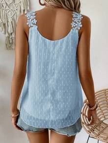 EMERY ROSE Women's Vacation Solid Color Textured Loose Fashion Camisole - Baby Blue - View 2