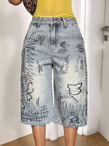 StreetHx Jeans de mujer de moda casual, versátiles, de estilo retro vintage y de 7/8 de longitud - Azul lavado medio - Ver 9