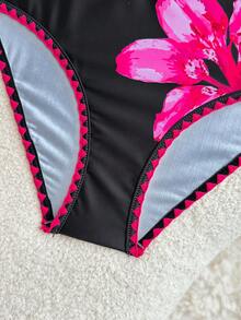 Bộ đồ bơi Tankini cho bé gái tuổi teen mùa hè, áo hai dây họa tiết hoa nhí màu hồng tươi sáng với viền vỏ sò, bộ đồ bơi hở lưng mùa hè, đồ bơi đi biển mùa hè, kỳ nghỉ bên bờ biển. - Nhiều màu - Xem 9