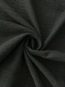 Roveilla 大码女式纯色竹纤维针织方领宽肩带腰带金属扣装饰宽松A字无袖长裙，军绿色，优雅法式复古正式通勤休闲度假下午茶街头简约百搭，春夏新款 - 黑色 - 查看 7