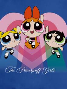 THE POWERPUFF GIRLS X SHEIN 女士卡通印花紧身休闲圆领短袖T恤，夏季 - 白色 - 查看 6