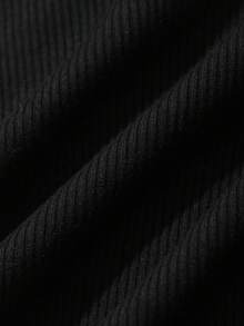 Dazy Plus Partial Zip-Up Elastic Fitted Solid Color Versatile Long Sleeve Black T-Shirt, Spring/Summer/Autumn - Black - View 3