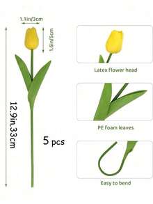 10pcs/Set Artificial Tulip Flowers For Kitchen, Living Room, Bedroom, Bathroom, Party, Restaurant Decoration, Valentine Day, Gift - Yellow - View 8