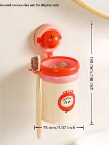 Zazumi Dopamine Color Cartoon Style Plastic Magnetic Toothbrush Cup Holder, Apple Sticker, Multi-Color Optional, Red Yellow Green Apple Sticker, Wall Without Drilling Installationwash Cup Toothbrush Holder, Bathroom Wash Set Hanger Rack Saves Space Suction Cup Design, Detachable Waterproof Multi-Functional Bathroom Storage Organizer, Home Dorm Travel Storage Organizer - multicolor - View 11