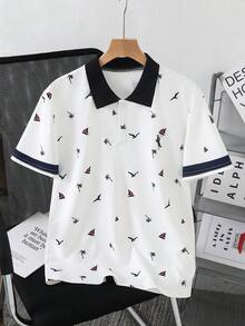 Vacaura Áo polo tay ngắn in hình dưa hấu và cây cọ dành cho thiếu niên - Nhiều màu - Xem 6