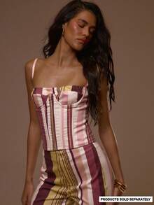 MUSERA Strappy Structured Underwired Bustier Style Striped Top Coord Only Summer Spring Cute Holiday Vacation Occasion Ibiza Elegant Fall Autumn Winter - Multicolor - View 1