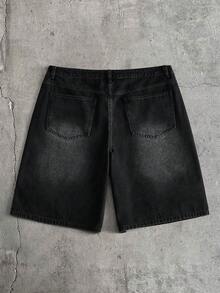 AXEPEAK 男士黑色短裤，饰有时尚水钻 - 黑色 - 查看 2