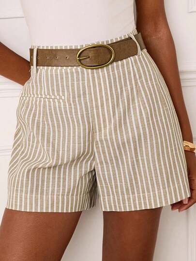 Lilora Women's Striped Button Casual Versatile Daily Wear Shorts High-Quality, Stylish, Versatile, And Elegant Shorts, Suitable For Commuting, Everyday Casual Outings, Parties, Dates, Gatherings, Leisure Activities, Picnics, Holidays, Vacations, Summer, And Holiday Travel. Stripe Shorts Striped Pants Woman Shorts Summer Shorts Casual Shorts High Waisted Shorts Women Stripe Pattern Shorts Women's Shorts Summer Striped Shorts Women Women Shorts Casual