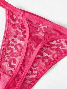 5 pièces Culottes g-string sexy à taille basse, sans couture pour femmes. Lingerie en dentelle léopard, sous-vêtements respirants de sport - Multicolore - Voir 3