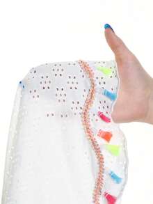 SHEIN Áo khoác ngoài dáng suông ombre nhiều màu sắc cho bé gái, thoải mái và nhẹ nhàng, phù hợp cho bé 4-7 tuổi, thích hợp cho kỳ nghỉ hè. - trắng - Xem 4