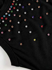 EMERY ROSE 女士休闲彩色钻石装饰背心 - 黑色 - 查看 6