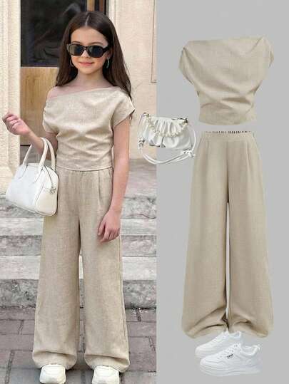 Firerie Kids 少女黑色碎花抹胸上衣和长裙两件套，休闲时尚，百搭，适合派对、郊游、姐妹合照、公园、露营、度假、日常休闲、夏威夷度假村、海滩等场合。