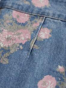 SHEIN MOD A字型修身中长牛仔裙，时尚百搭 - 中等水洗藍 - 查看 4