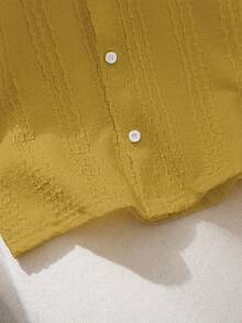 Souflis Souflis Áo sơ mi dệt kim tay ngắn dáng suông bất đối xứng, kiểu dáng thường ngày cho bé trai, thích hợp cho mùa hè. - gừng - Xem 5