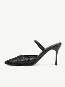 CUCCOO CHICEST Giày cao gót mũi nhọn màu đen lưới mới, gợi cảm, đa năng, thanh lịch dành cho nữ. - màu đen - Xem 6