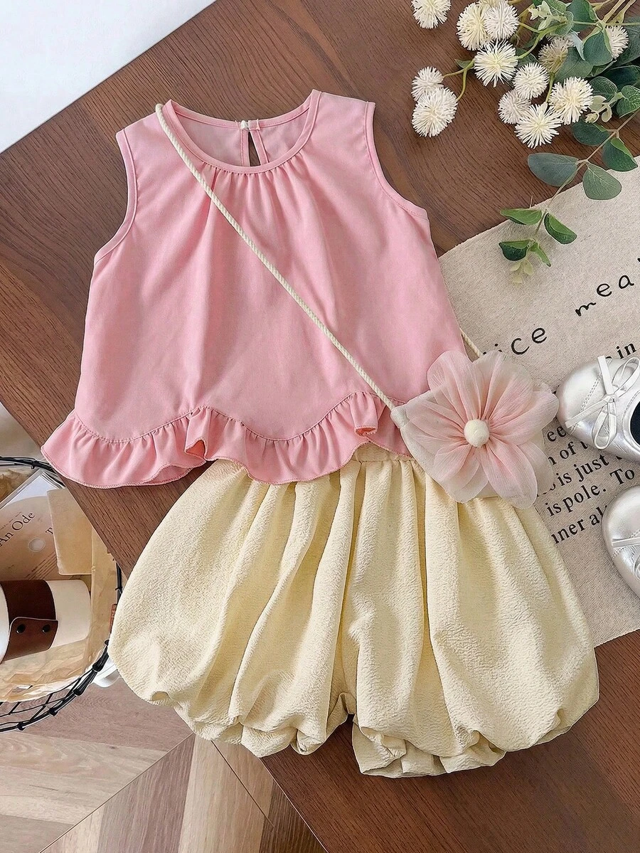 SHEIN Genkimix Kids Conjunto de verano dulce y lindo para niña pequeña ...