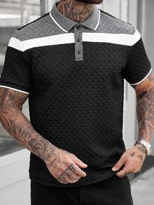 Manfinity CasualCool 男士必备Polo衫，翻领Polo衫，纽扣Polo衫，时尚纹理面料，三色撞色Polo衫，适合日常外出、朋友聚会、休闲周末穿着，是送给男友或丈夫的绝佳礼物，INS热销Polo衫 - 彩色 - 查看 4
