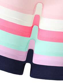 6pcs/Set Girls' Solid Color Minimalist Camisole Bra And Boyshort Panty Underwear Set - Multicolor - View 4