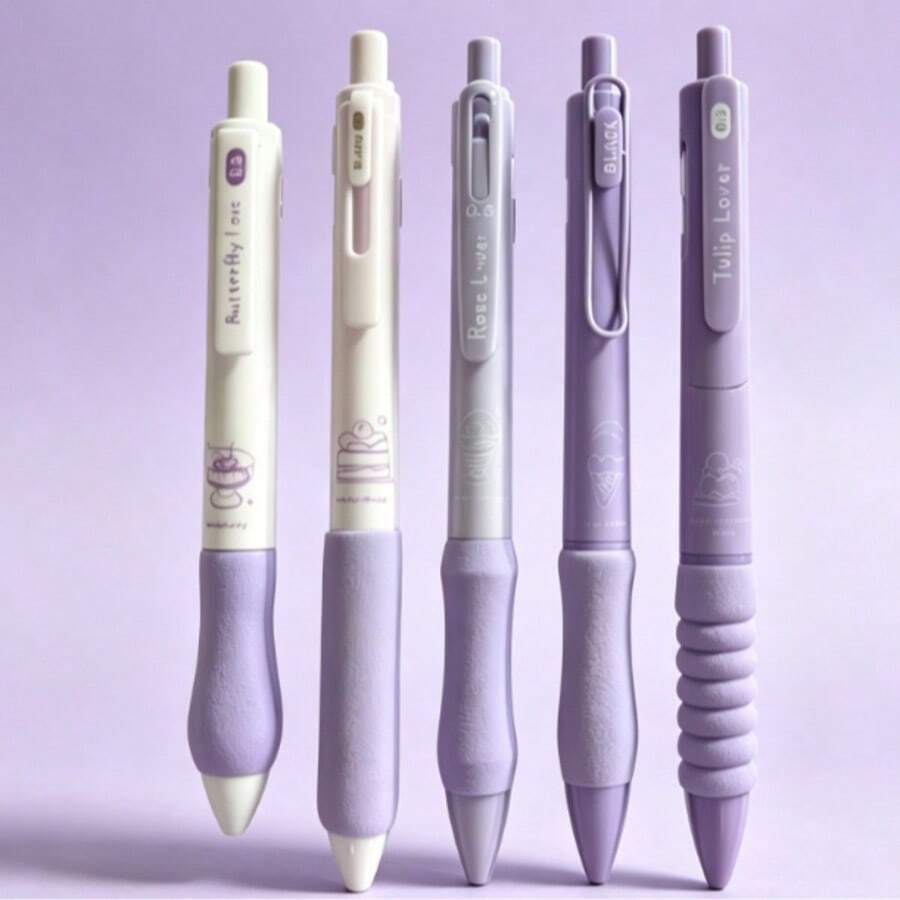 10 piezas Bolígrafo de gel retráctil, tinta negra de secado rápido para estudiantes, exámenes, tareas y escritura de alto volumen, bolígrafo de agarre suave estético para firmas - Color - Ver 1