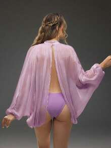 Cheriluna Maternity 孕妇透视优雅前后开衩写真连衣裙，夏季 - 淡紫色 - 查看 2