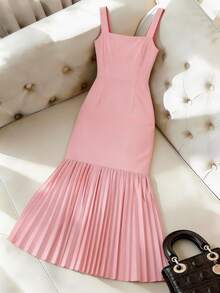 GlowEve Đầm thời trang nữ mới, cổ vuông, không tay, ôm sát, đính cúc ngọc trai, xếp ly, đầm ôm sát nữ, đầm mùa hè, đầm dự tiệc thanh lịch nữ, đầm dự tiệc nữ, đầm đi nghỉ mát nữ, đầm hồng nữ, đầm gợi cảm nữ, đầm không tay nữ, đầm dự đám cưới nữ, trang phục tốt nghiệp, trang phục công sở thường ngày thời trang, trang phục công sở, trang phục thường ngày đa năng và phong cách, trang phục công sở giáo viên thành thị. - Màu Hồng baby - Xem 2