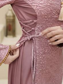 Yasmyna Đầm dạ hội và nghỉ lễ cao cấp thiết kế mới, cổ chữ V, thắt eo bằng tua rua. - Bụi hồng - Xem 6