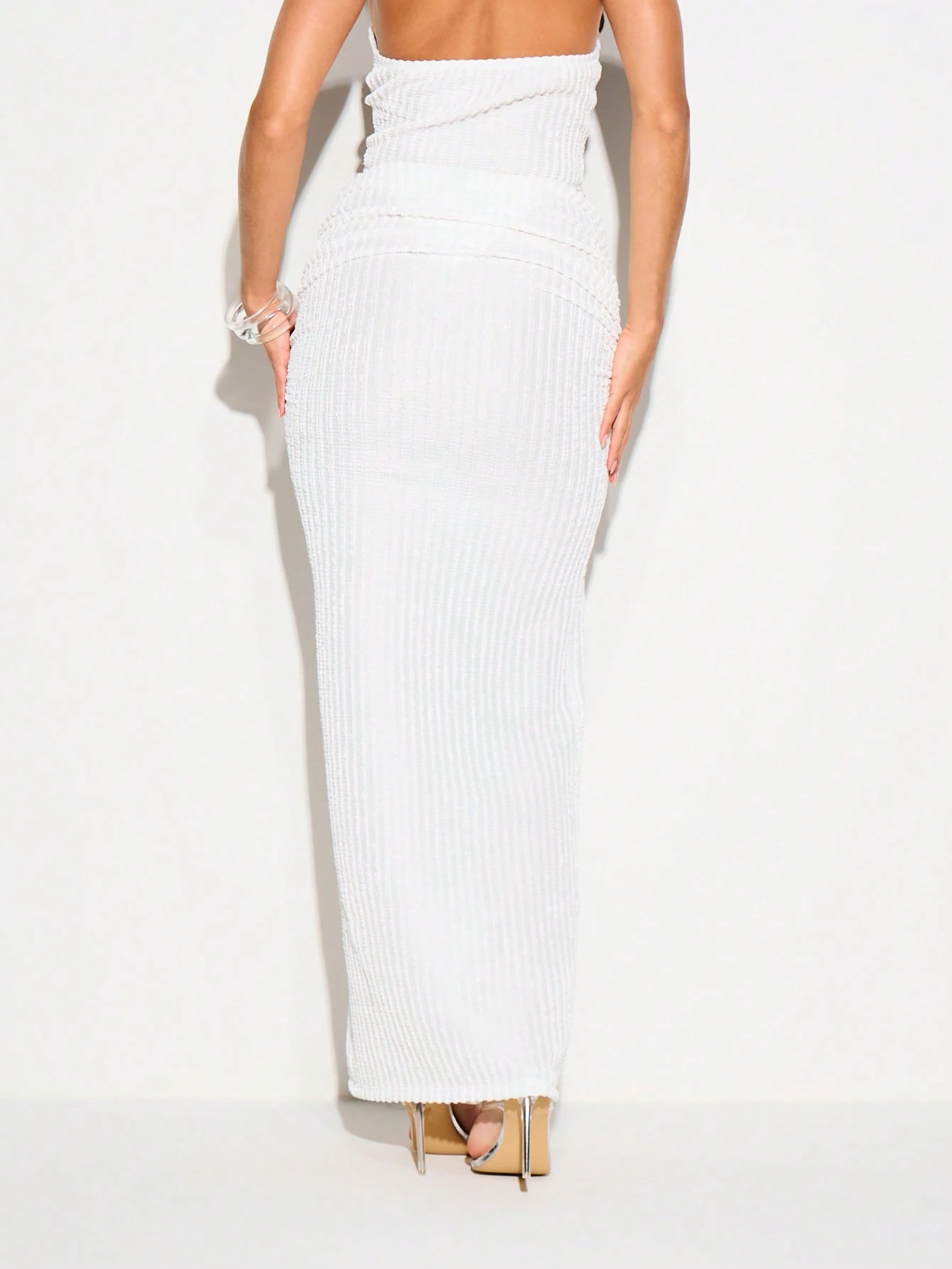 KIZN Ribbed Knit Ruched Maxi Skirt