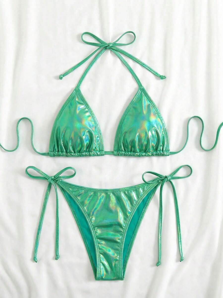 Swim EVENT Bikini de unicolor para vacaciones en la playa - Verde - Ver 1