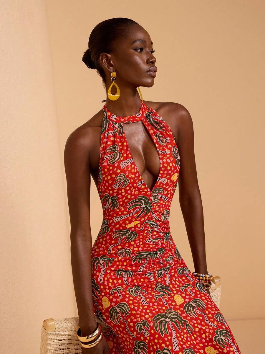 JIAN LASALA 网纱露背吊带系带迷你连衣裙 - 彩色 - 查看 1