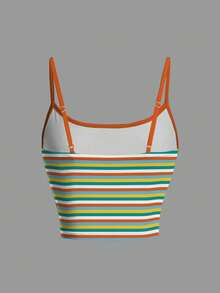 Nick 90s | SHEIN Women's Cartoon Character & Striped Print Camisole - White - View 2
