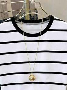 Resyla Women's Striped Print Round Neck Casual Versatile Short Sleeve T-Shirt - Multicolor - View 3