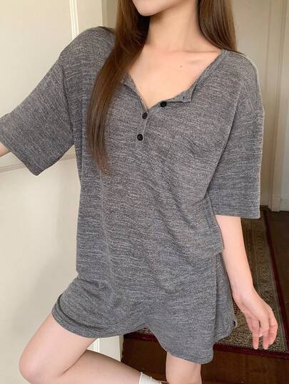 DAZY Women Short Sleeve Top And Shorts Pajama Set