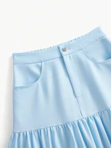 MOTF PREMIUM ELEGANT ROSE BUCKLE DECOR CASUAL SKIRT - Baby Blue - View 4