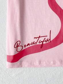2 Pieces Tween Girl Round Neck Short Sleeve Shorts Summer Pink Cute Bow Print Pajamas Sleepwear Loungewear Set, Sweet Home Wear Casual Loose Fit - Pink - View 5