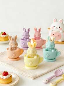 Silicone 3D Tea Cup Rabbit Mold | Suitable For Plaster, Epoxy, Candle, Soap | Ideal For Valentine's Day And Easter Gifts, Party Decoration, Recommended For Manual Lovers - Teacup Rabbit Mold - View 3