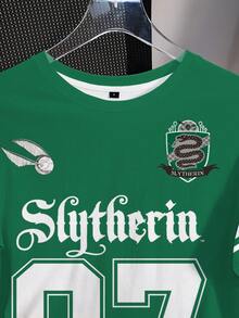 HARRY POTTER X SHEIN 女士字母印花短袖T恤，全印花 - 白色 - 查看 4