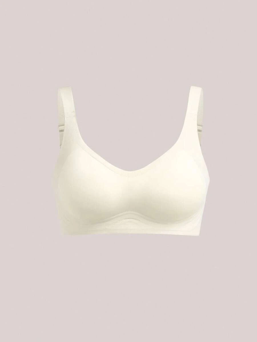 Veilyse 2pcs/Set Minimalist Comfortable Sports Bras For Women, Wireless, Solid Colorfor Summerfor Summer - Champagne - View 1