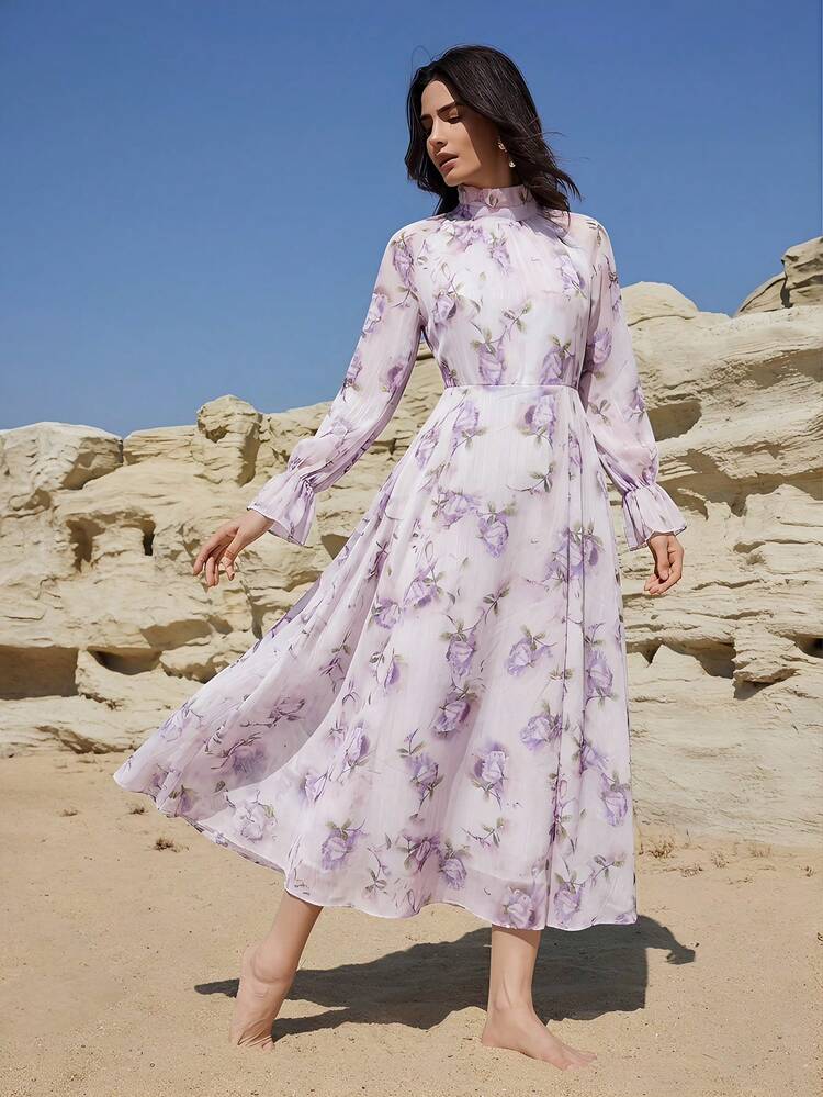 Spring/Summer Ditsy Floral Dress, Elegant For Weddings, Parties, Formal Events, Commuting Maxi Dress Sundress