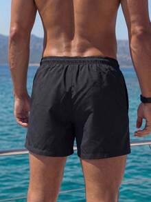 Solantero Quần short đi biển nam kiểu dáng thường ngày, có lớp lót in họa tiết. - màu đen - Xem 2