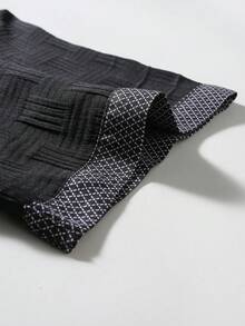 Manfinity Mode Men's Contrast Trim Button Front Short Sleeve Patchwork Shirt, Summer, Formal - Black - View 6