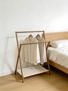 1pc Compact Foldable Bamboo Vertical Clothes Rack, Suitable For Home Use, Can Be Used As Towel Rack, Multi-Function Coat Rack, Storage Rack, Independent Wardrobe Storage Rack, Multifunctional Storage Solution For Bedroom And Living Room, Burr-Free Design Protects Clothes, Can Also Be Used As Simple Shoe Rack And Storage Rack. - Multicolor - View 7