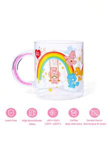 SHEIN X Care Bears 1个17.6盎司/520毫升可爱卡通图案印花亮面手柄装饰硼硅酸盐玻璃杯，耐冷耐热，适用于牛奶、果汁、咖啡等。 - 無色 - 查看 3