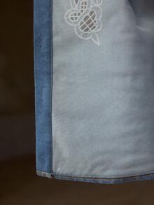 MOTF PREMIUM ÁO KHOÁC DENIM REN CẮT KHỚP TƯƠNG PHẢN - Màu xanh lam - Xem 9